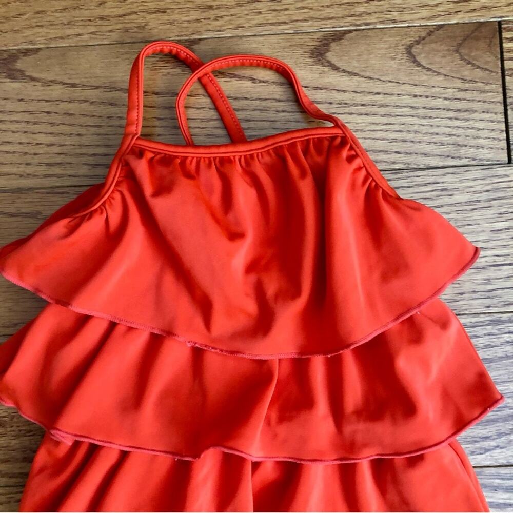Carter’s one-piece swimsuit Tiered Crisscross Straps Red Baby Girl Size 18 Mo - Picture 2 of 6